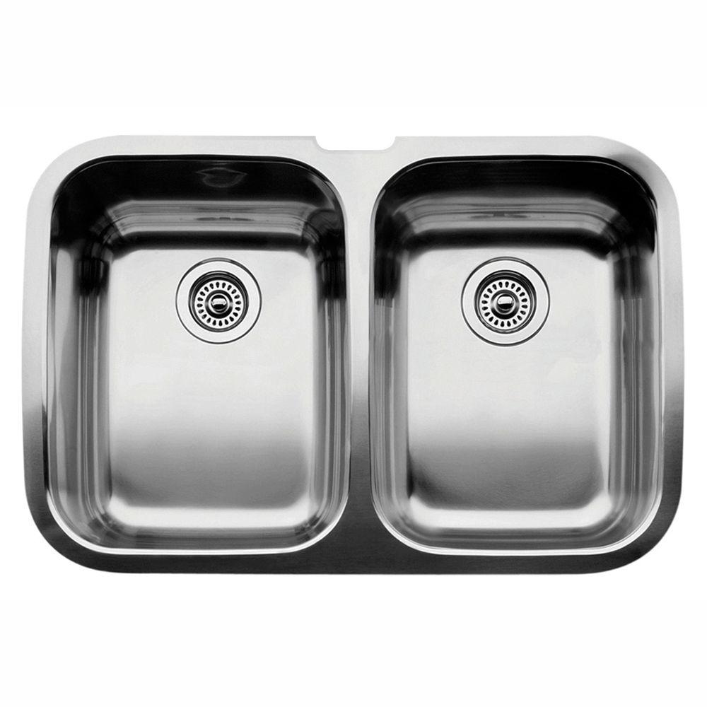 31X21X10 Blancospex Undercounter Double Bowl Sink Stainless Steel