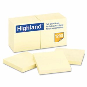 Self-Stick Notes, 3 x 3, Yellow, 100-Sheet, 12/Pack
