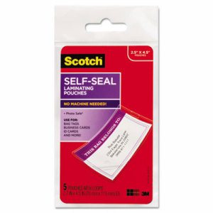 Self-Sealing Laminating Pouches, 12.5 mil, 2 13/16 x 4 1/2, Luggage Tag, 5/Pack