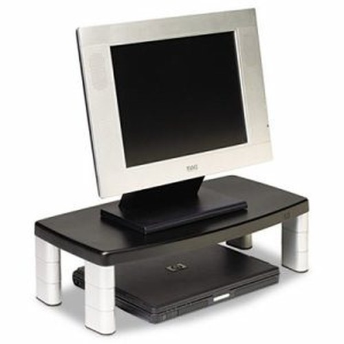 3M Adjustable Monitor Riser Stand - Up to 17" Screen Support - 40 lb Load Capacity - 6" Height x 18.5" Width x 10" Depth - Black