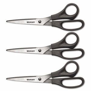 All Purpose 8" Bent Scissors, Pack of 3