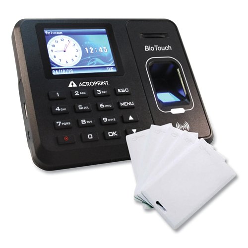 BioTouch Time Clock and Badges Bundle, 10,000 Employees, Black