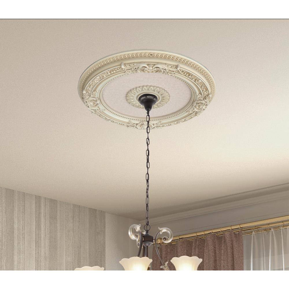 Cream French Petite Round Ceiling Medallion  24 Inch Diameter