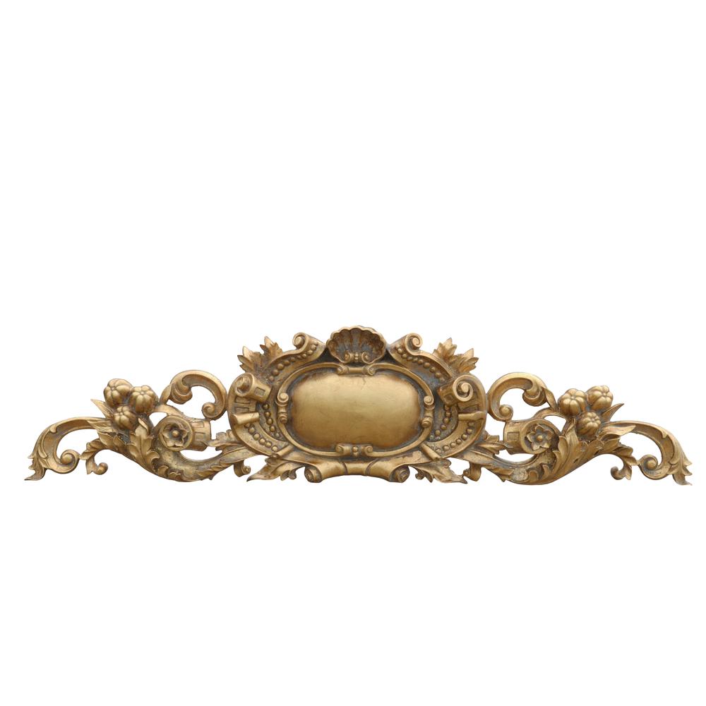 Royal Scroll Gilt Crest Pediment 50 Inch Wide