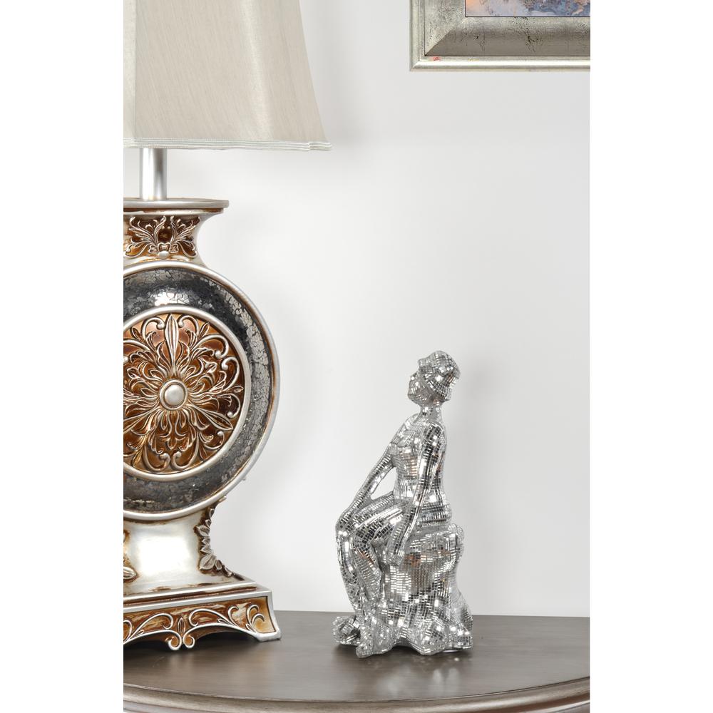 Silver Glass Mosaic Sitting Lady