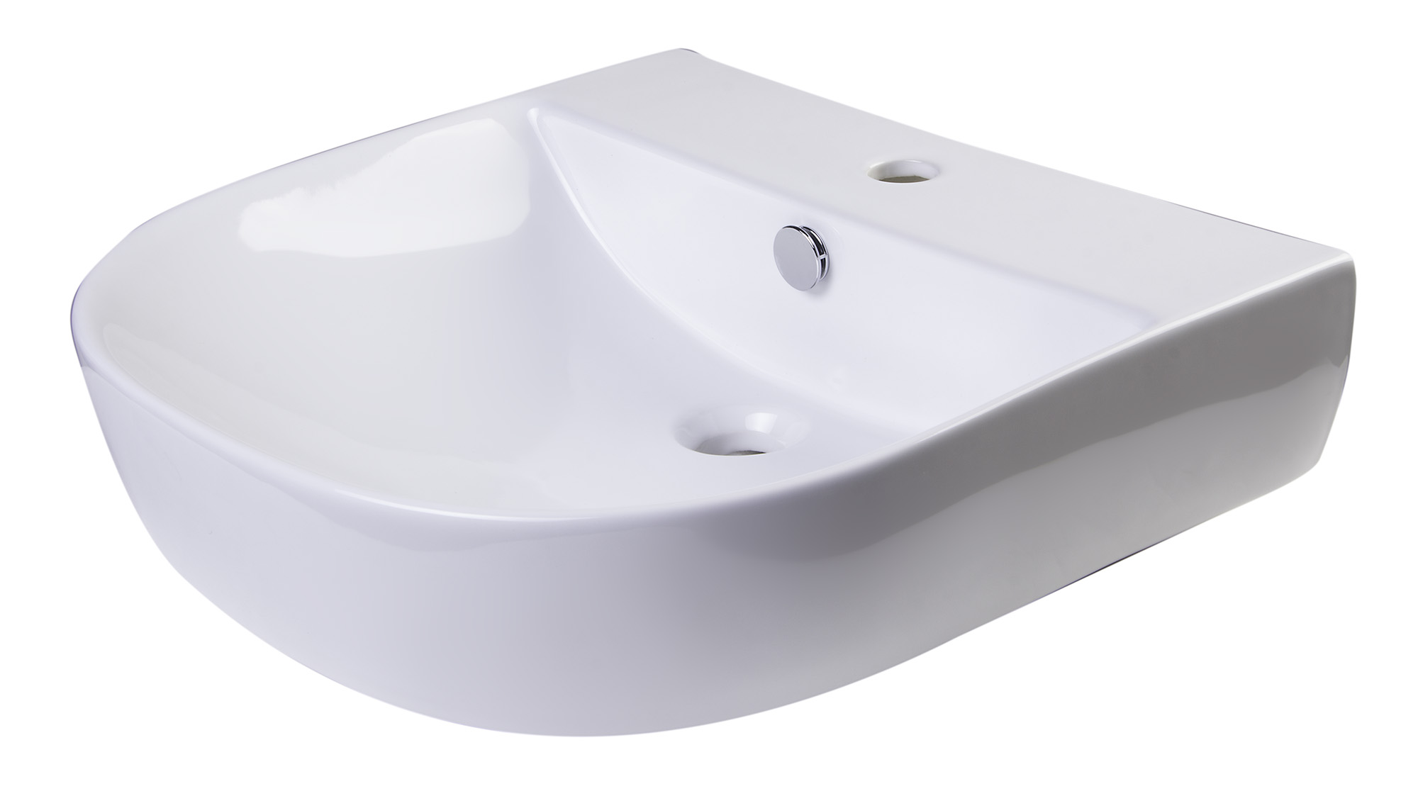 ALFI brand AB110 20" White D-Bowl Porcelain Wall Mounted Bath Sink