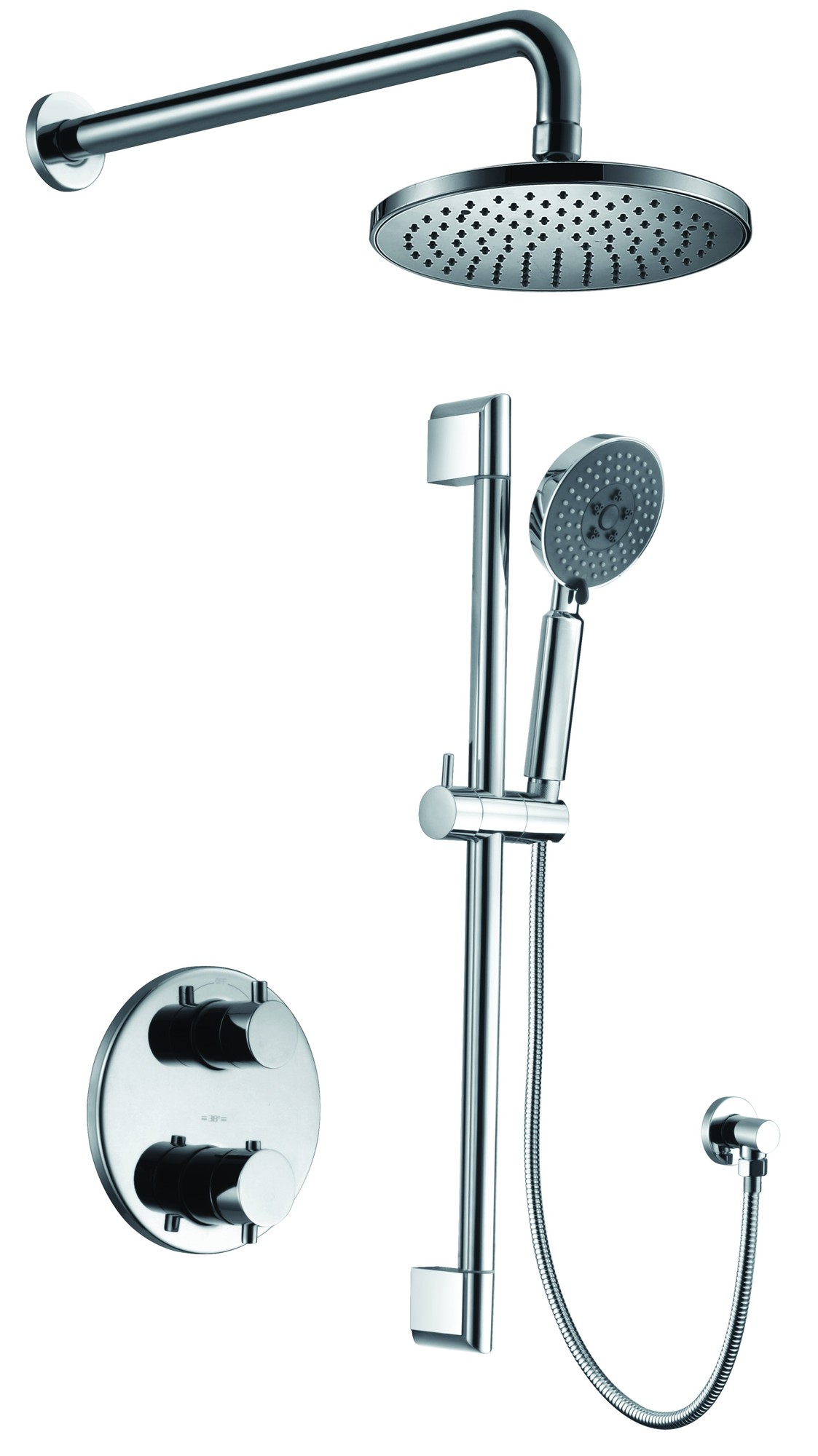 ALFI brand AB2545-PC Polished Chrome Round Style 2 Way Thermostatic Shower Set