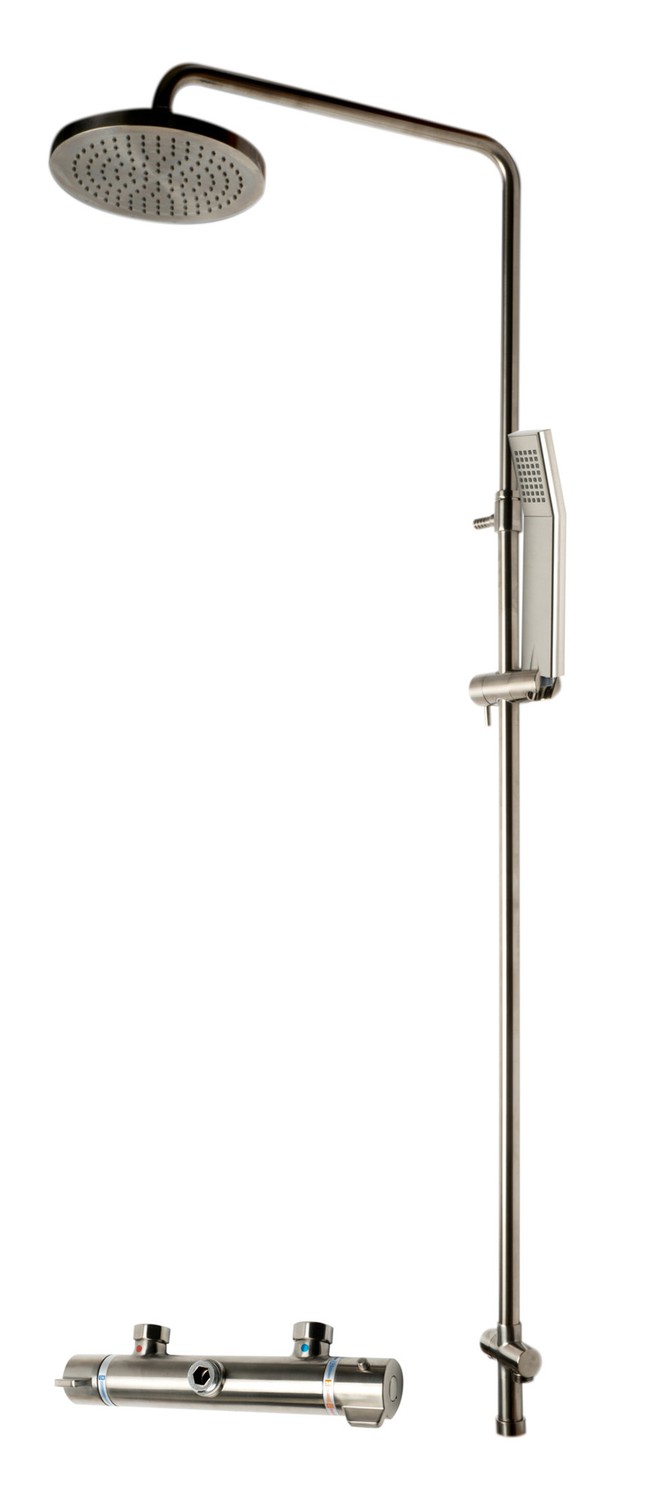 ALFI brand AB2867-BN Brushed Nickel Round Style Thermostatic Exposed Shower Set