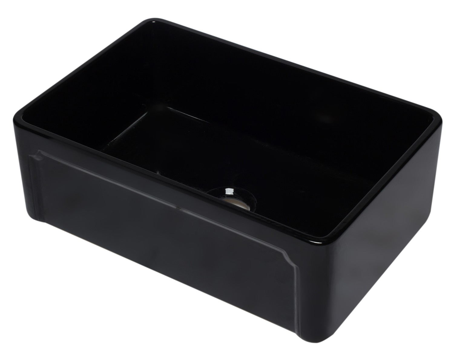 ALFI brand AB3020SB-BG 30 inch Black Reversible Single Fireclay Farmhouse Kitchen Sink