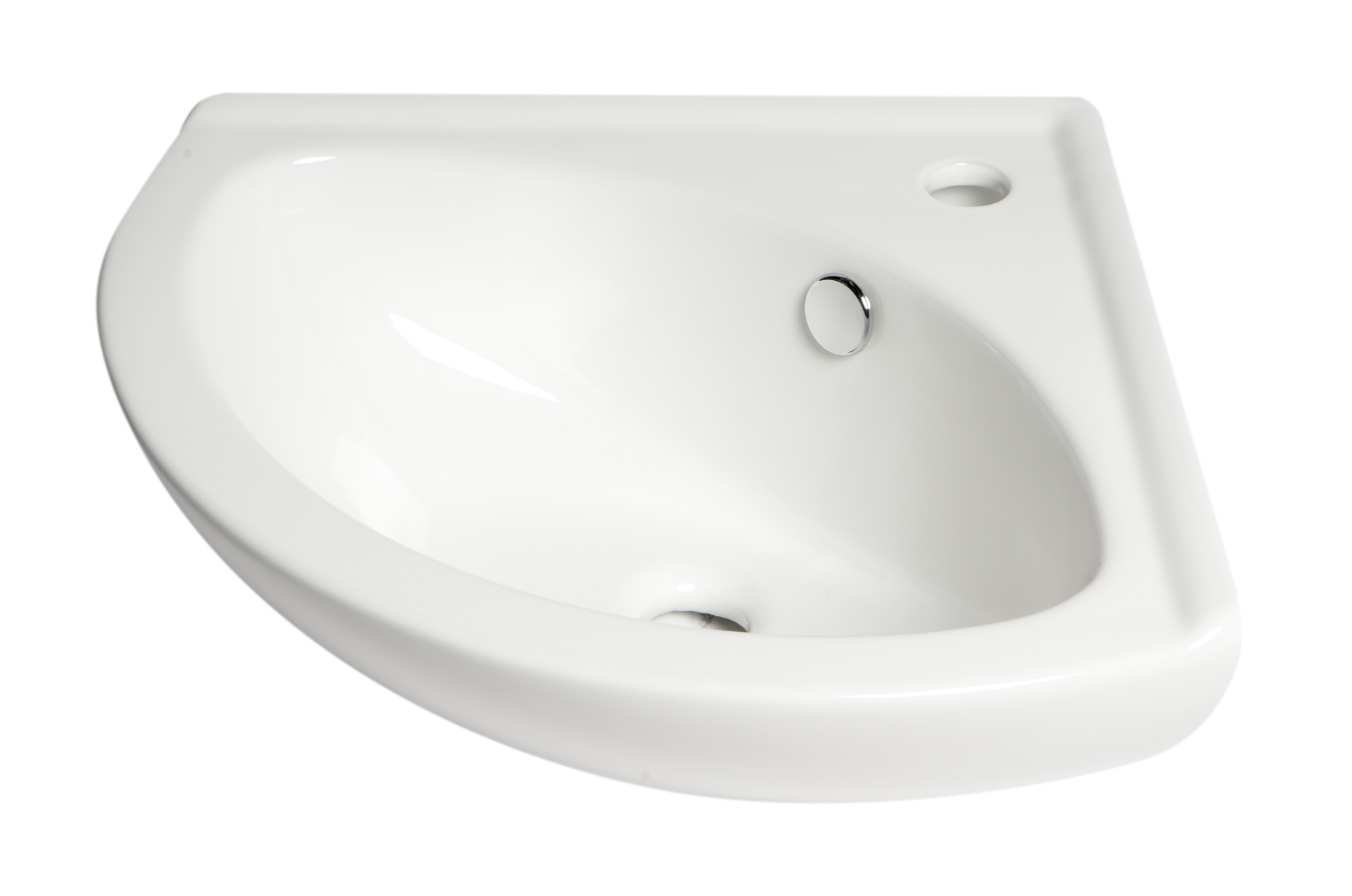 ALFI brand ABC120 White 22" Corner Wall Mounted Ceramic Sink with Faucet Hole