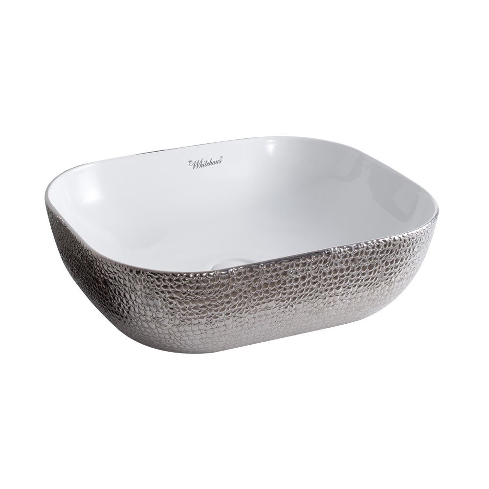 Isabella Plus Collection Rectangular Above Mount Basin with an Embossed  Exterior, Smooth Interior, and Center Drain