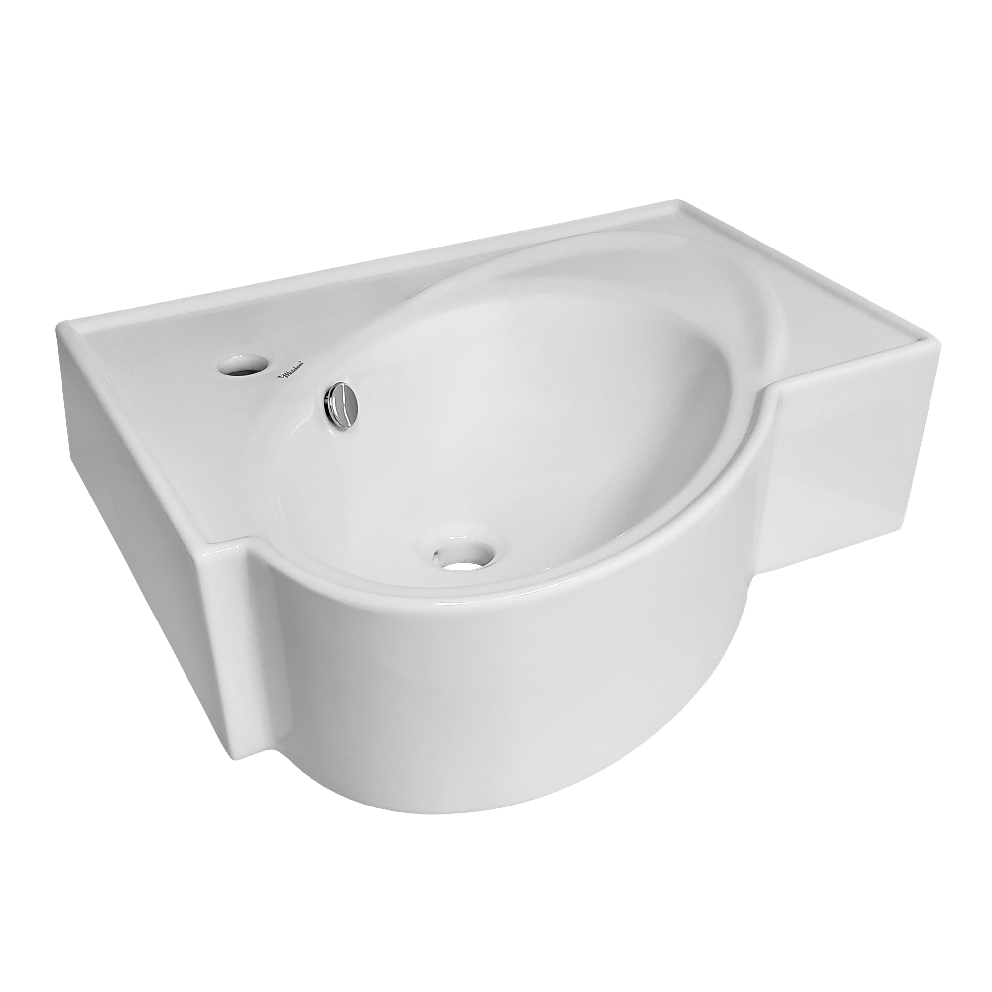 Isabella Collection Rectangular Wall Mount Bathroom Basin with an Integrated Oval Bowl, Overflow, Single Faucet Hole and Rear Ce