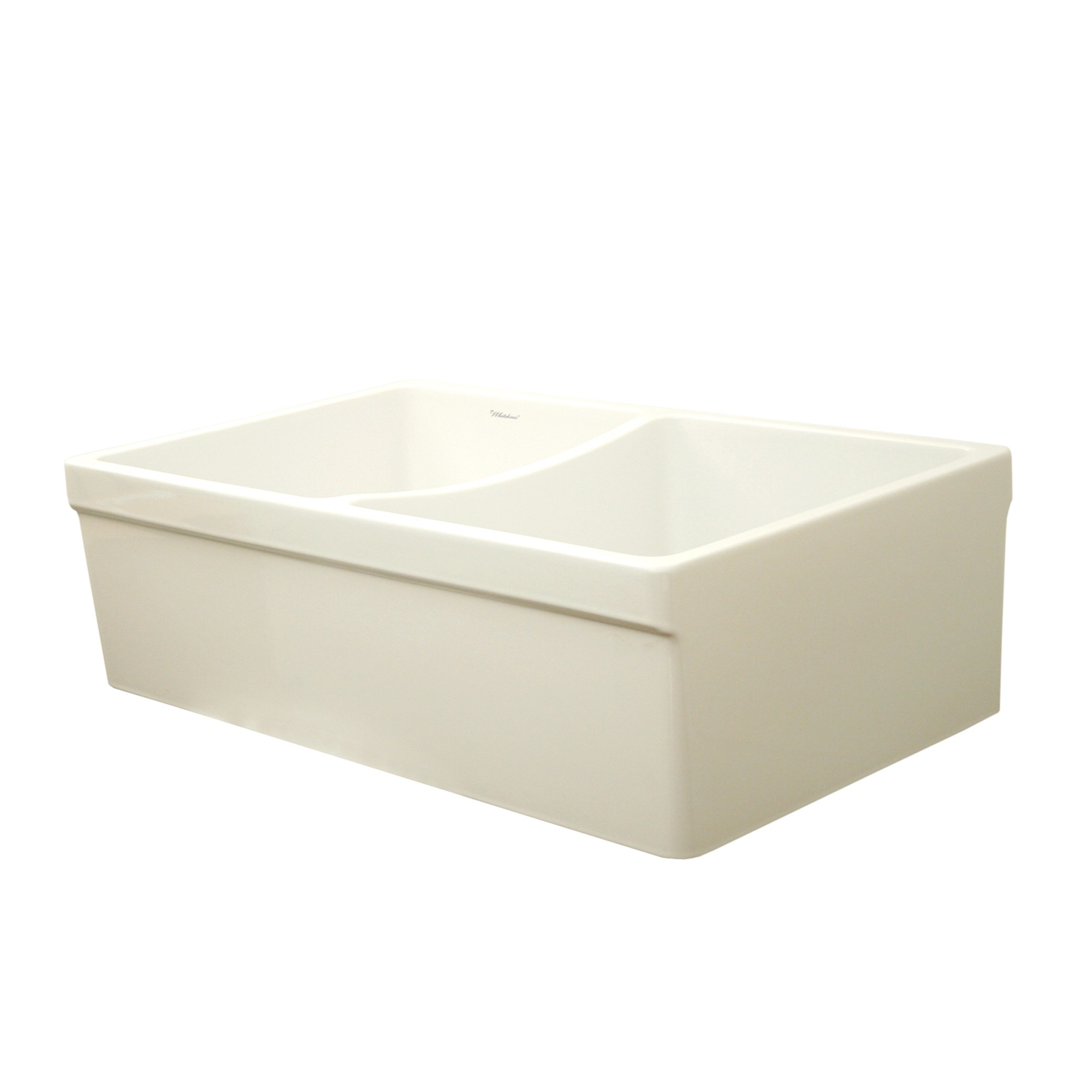 Farmhaus Fireclay Quatro Alcove Reversible Double Bowl Sink with 2" Lip on One Side and 2 +" Lip on the Opposite Side