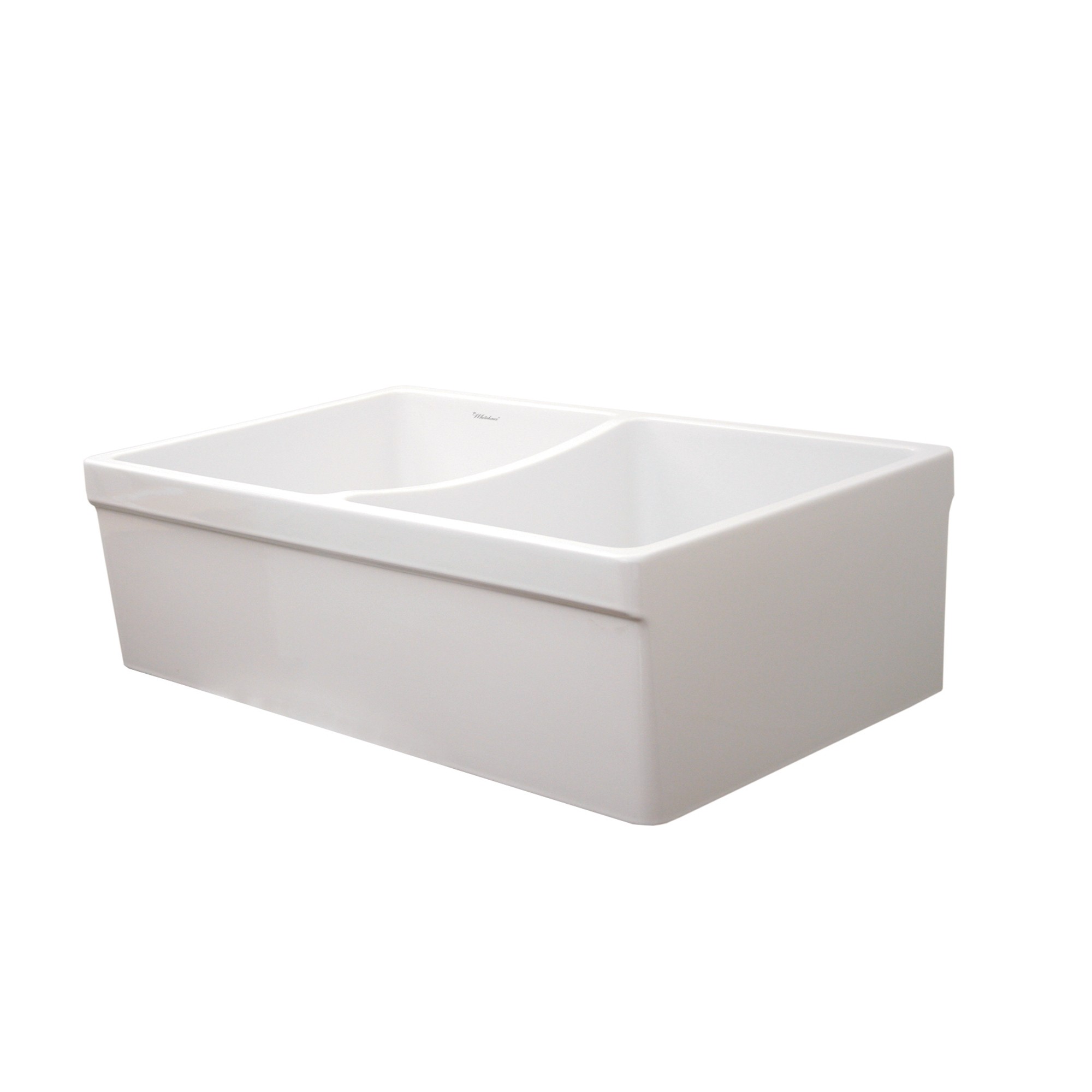 Farmhaus Fireclay Quatro Alcove Reversible Double Bowl Sink with 2" Lip on One Side and 2 +" Lip on the Opposite Side