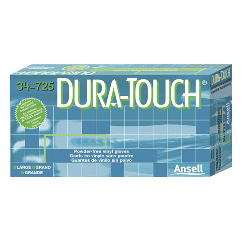 Dura-Touch 5 Mil PVC Disposable Gloves, Large, Clear, 100/Box