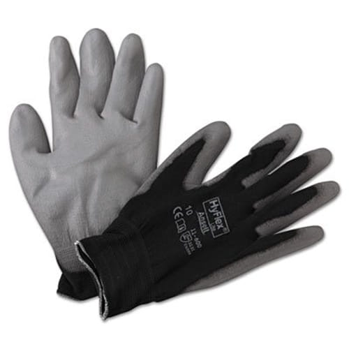 HyFlex Lite Gloves, Black/Gray, Size 10, 12 Pairs