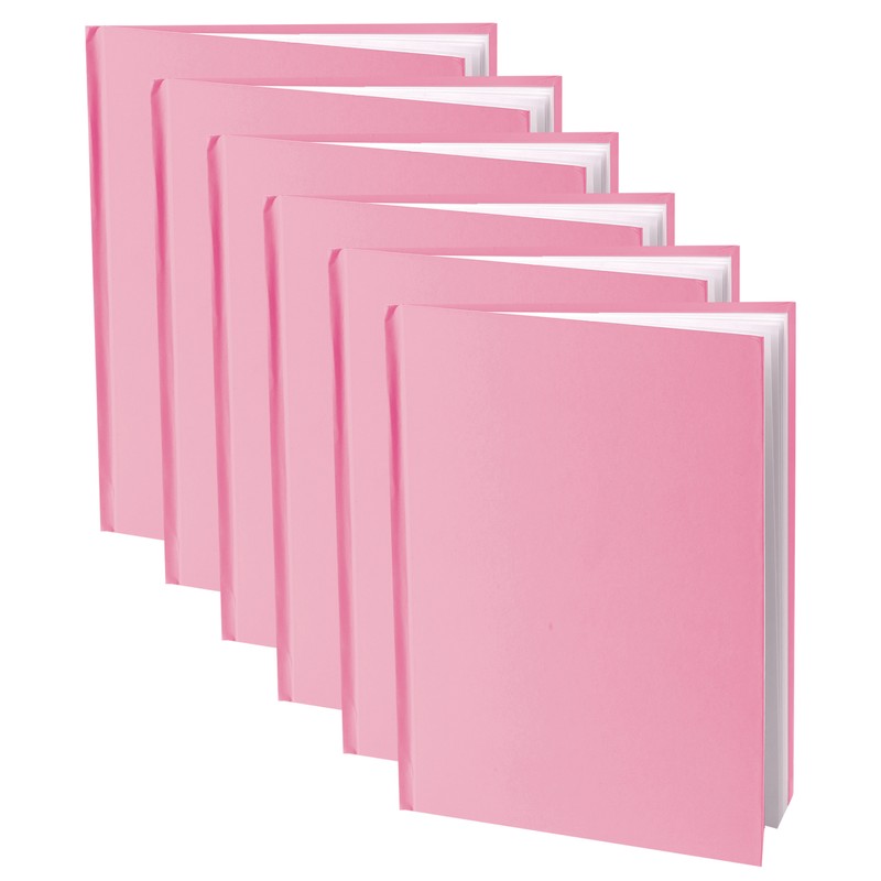 Young Authors Pink Hardcover Blank Book, White Pages, 11"H x 8-1/2"W Portrait, 14 Sheets/28 Pages, Pack of 6