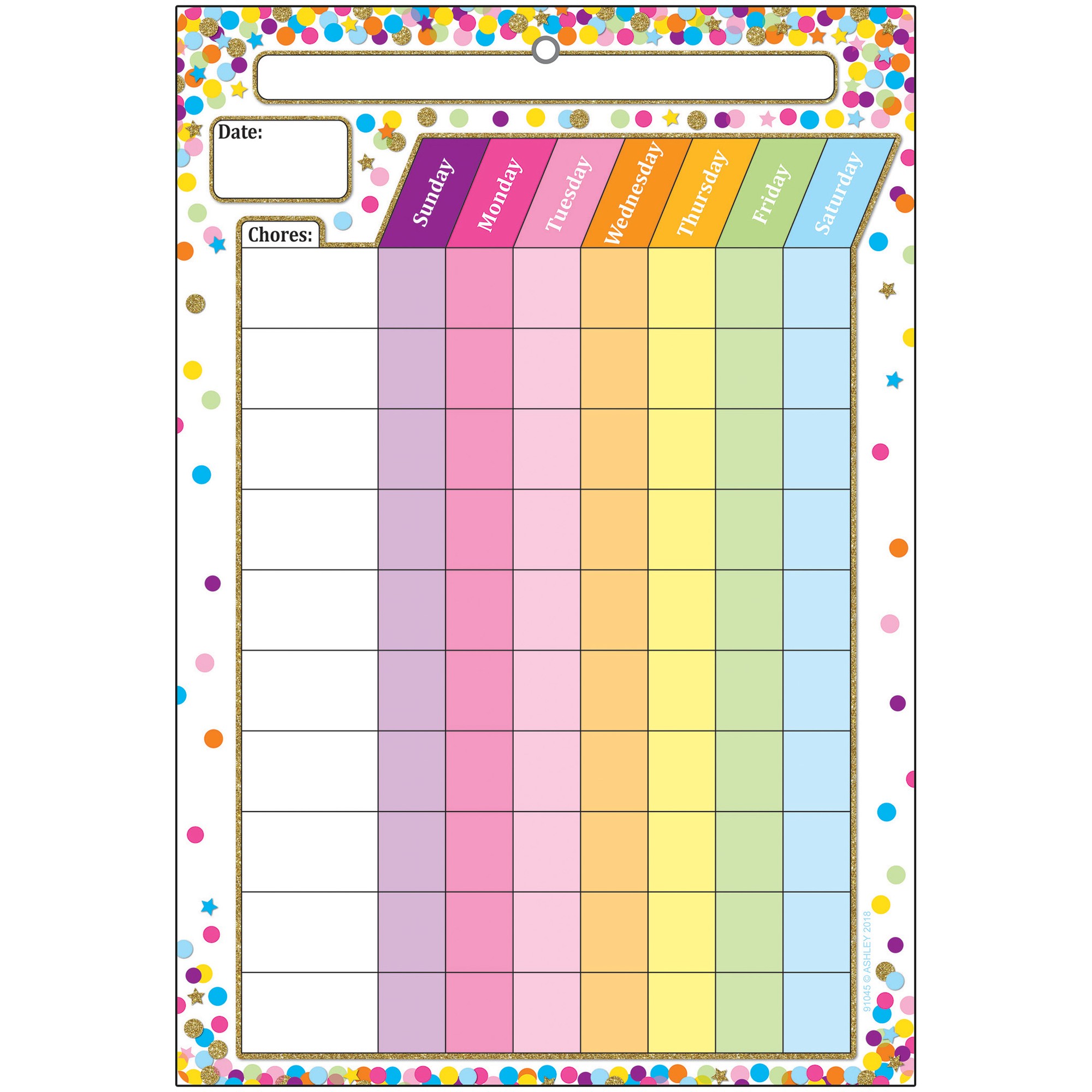 Smart Poly Chart, 13" x 19", Confetti Chores, w/Grommet