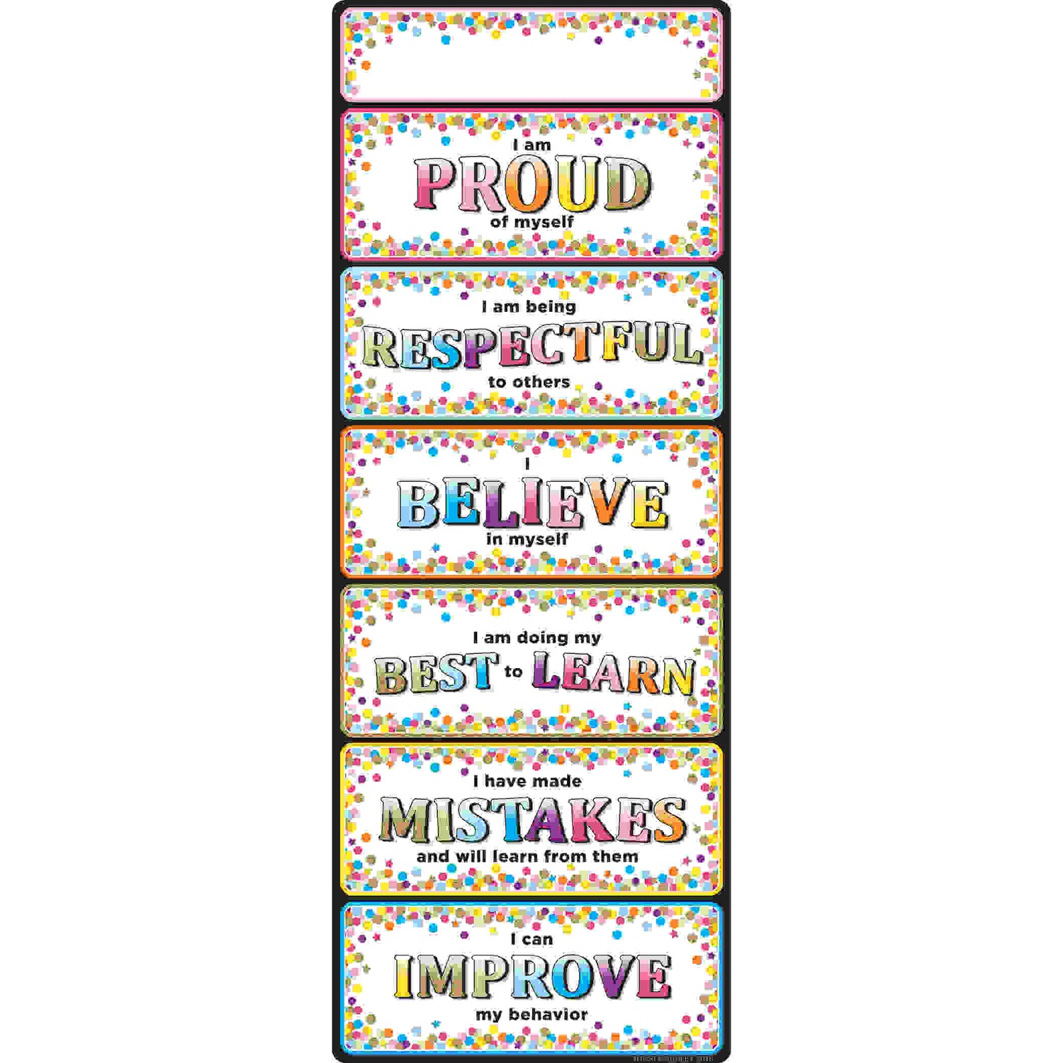 Smart Poly Clip Chart w/Grommet, 9" x 24", Confetti Positive Behavior