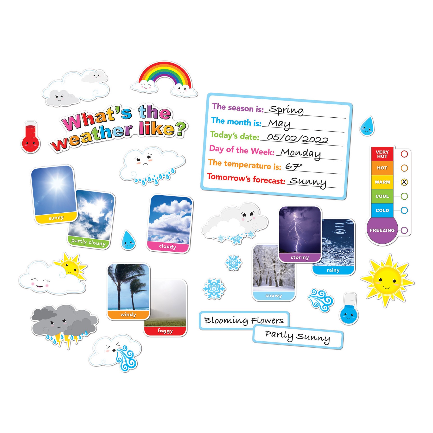 Smart Poly Mini Bulletin Board Set, Weather, 30 Piece Set