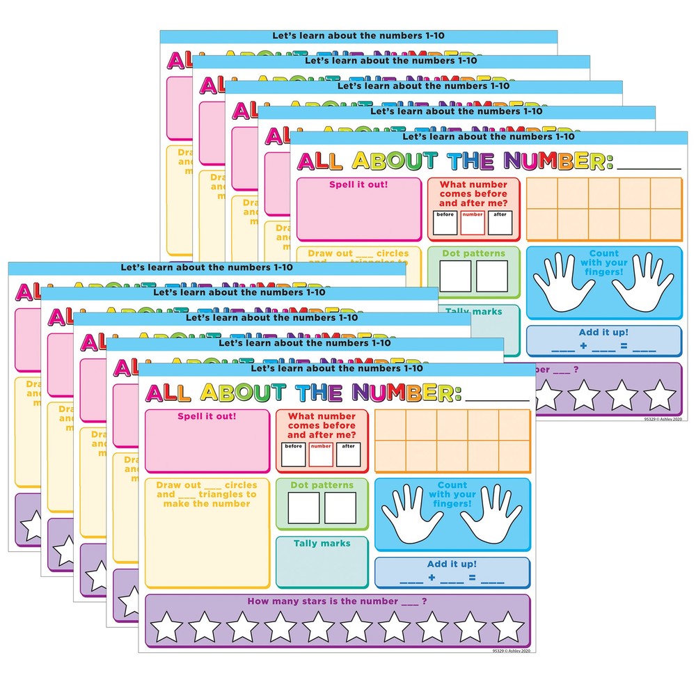 Smart Poly PosterMat Pals Space Savers, 13" x 9-1/2", All About the Number, Pack of 10