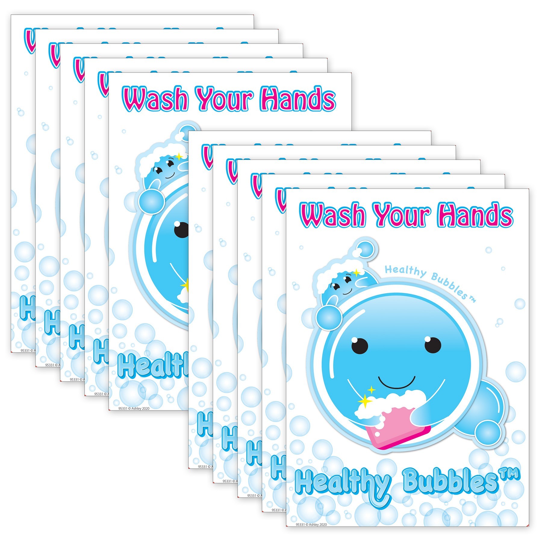 Smart Poly PosterMat Pals Space Savers, 13" x 9-1/2", Healthy Bubbles, Pack of 10