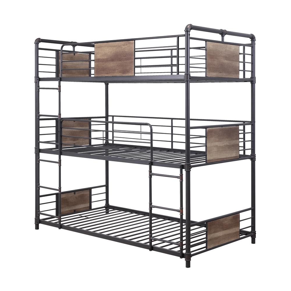 Cairo Triple Bunk Bed - Twin, Gunmetal (1Set/2Ctn)