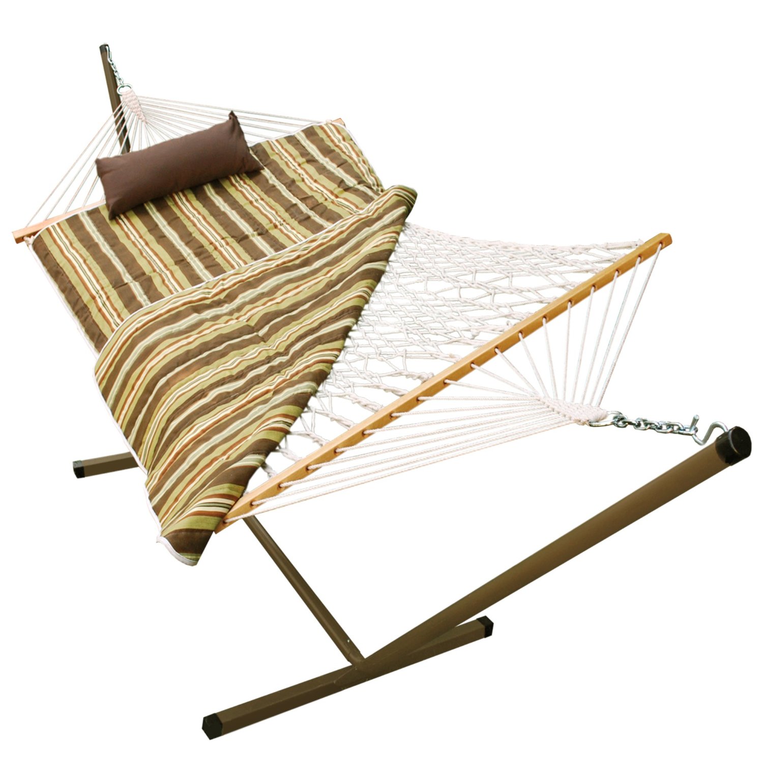 Cotton Rope Hammock, Stand, Pad and Pillow Combination