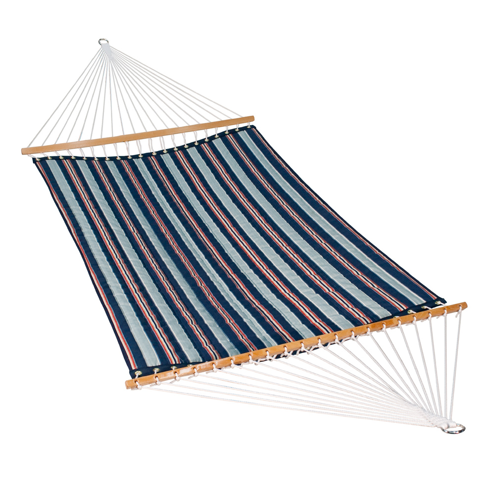 13 Foot Quilted Fabric Hammock - Kingston Stripe Arbor/Arbor Blue Solid