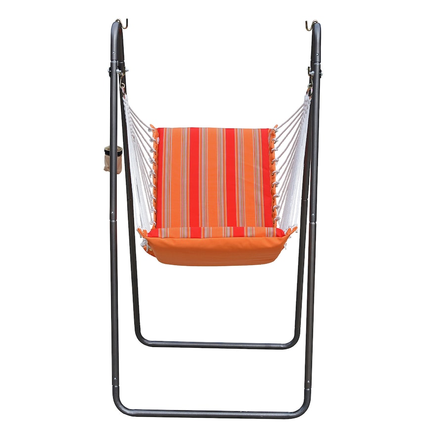 Sunbrella Hanging Chair with Stand Set - Bravada Salsa