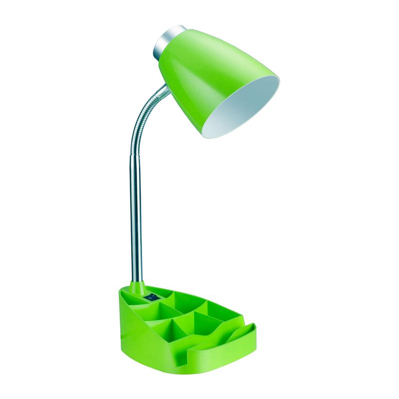 Simple Designs Neon Green Gooseneck Organizer Desk Lamp with iPad Stand or Book Holder
