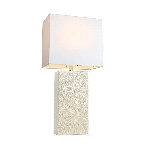 Elegant Designs Modern White Leather Table Lamp