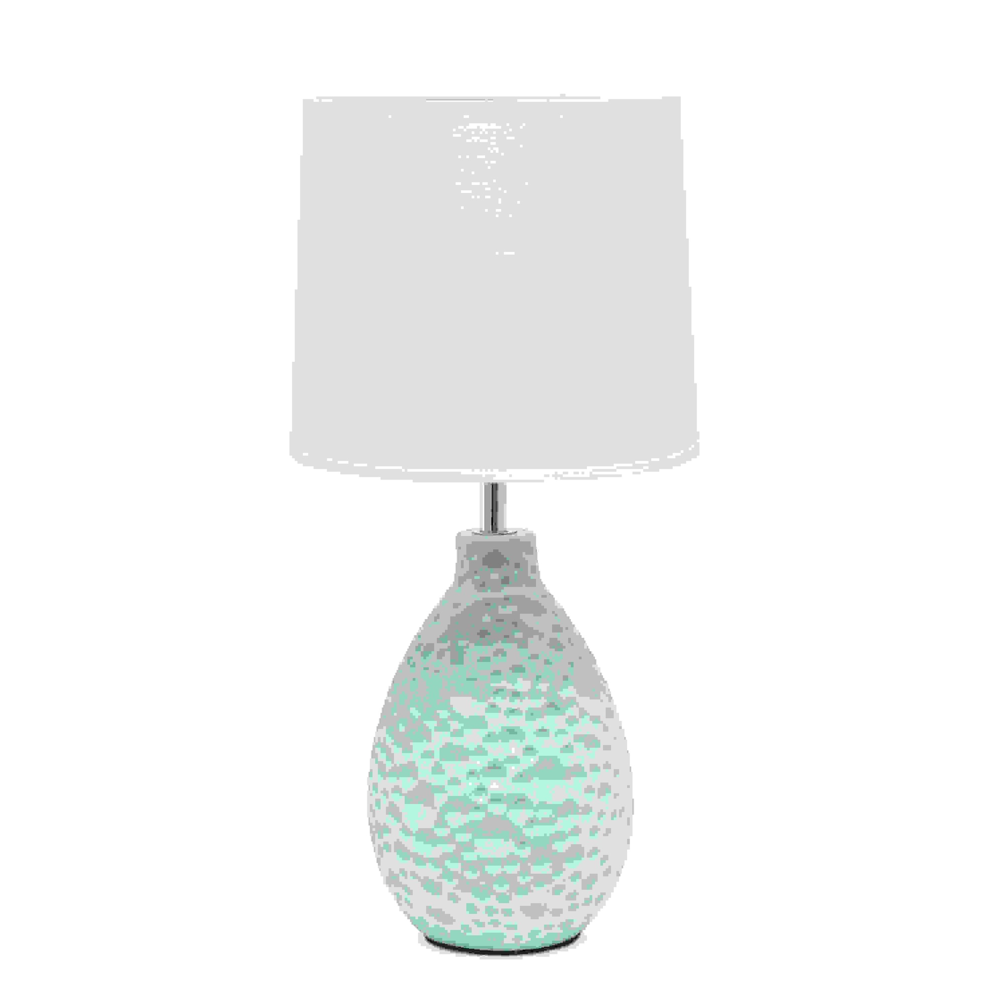 Simple Designs Blue Texturized Ceramic Oval Table Lamp