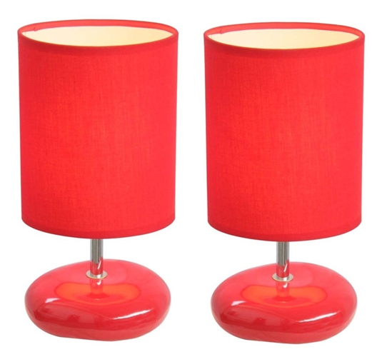 Simple Designs Stonies Red Small Stone Look Lamp - 2 Pack