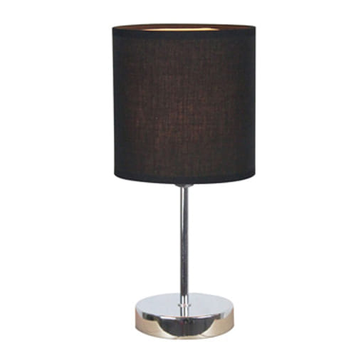 Simple Designs Chrome Mini Basic Table Lamp with Black Shade