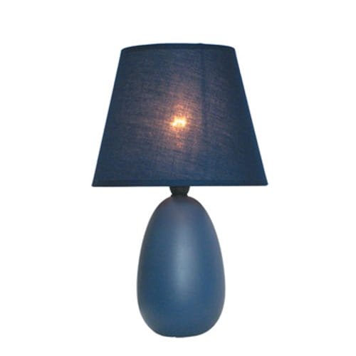 Simple Designs Small Blue Oval Ceramic Table Lamp