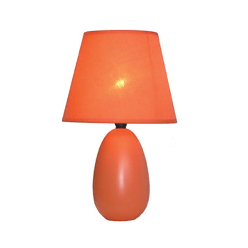 Simple Designs Small Orange Oval Ceramic Table Lamp