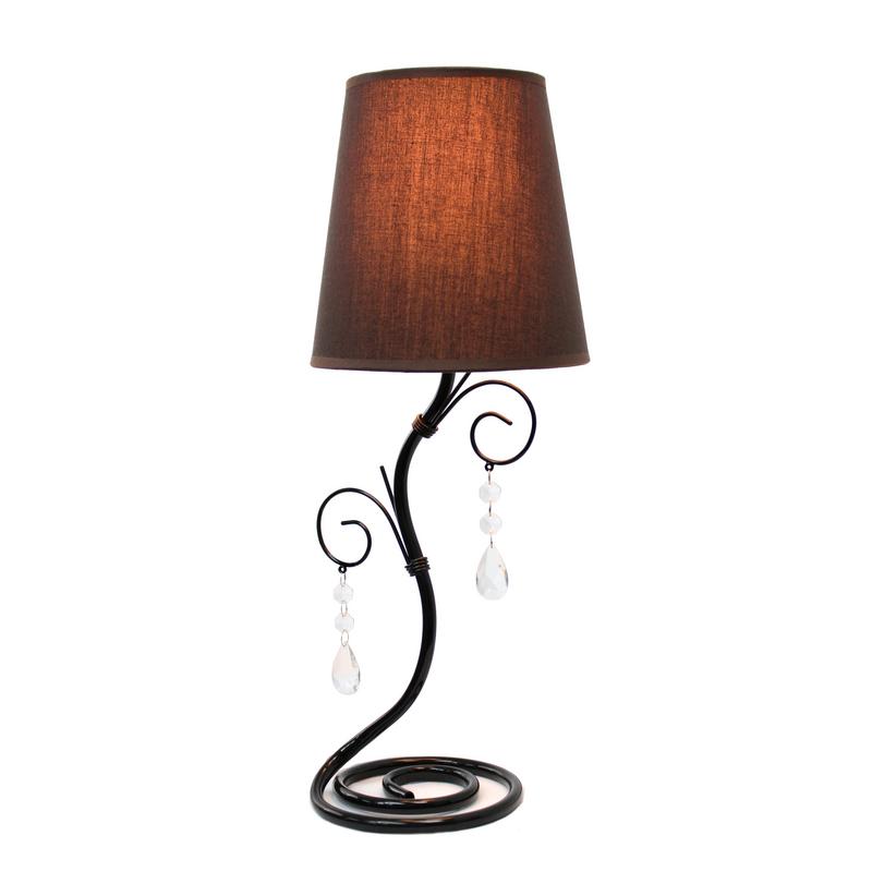 Simple Designs Twisted Vine Table Lamp with Brown Shade and Hanging Beads