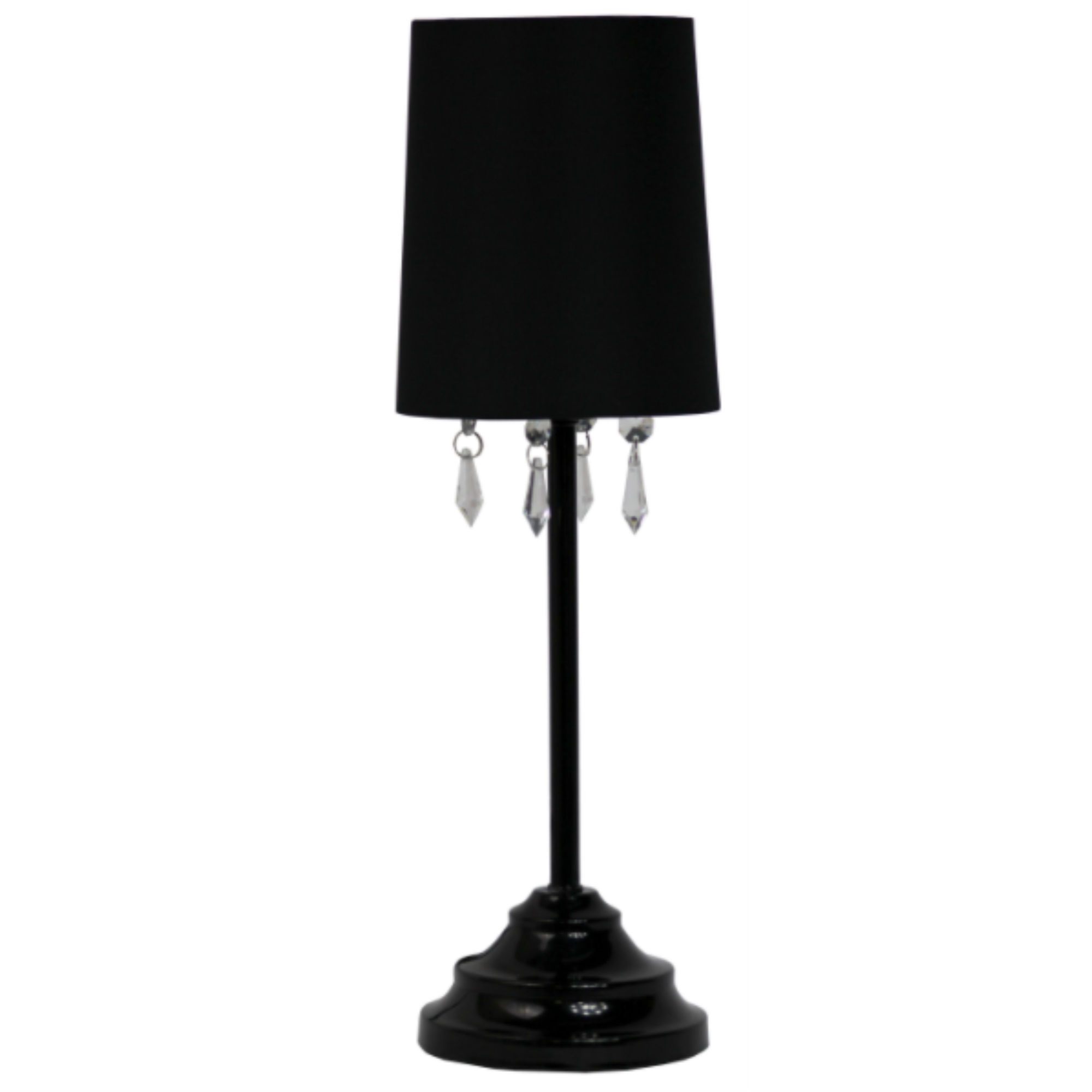Simple Designs Table Lamp with Black Shade and Hanging Acrylic Beads