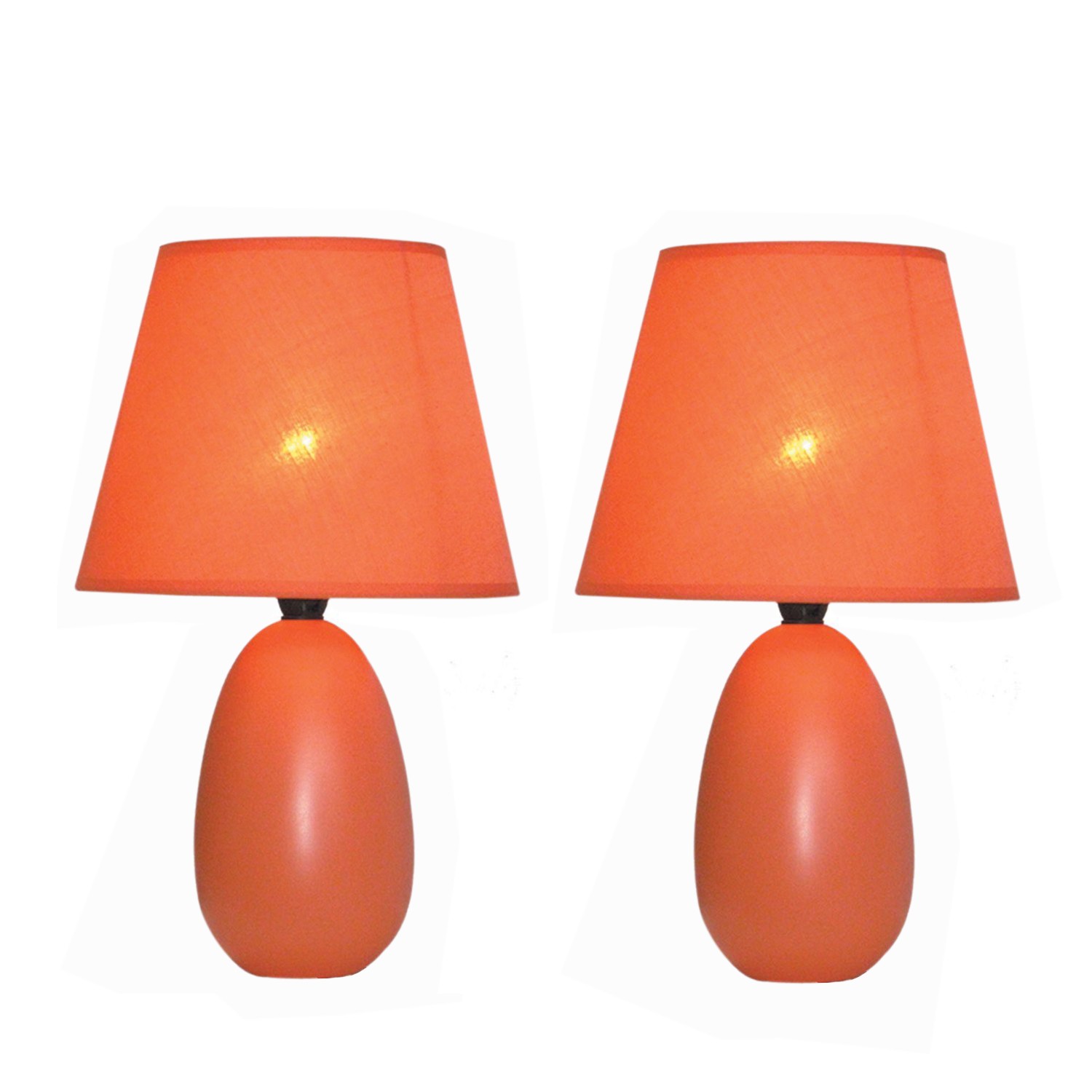 Simple Designs Mini Egg Oval Ceramic Table Lamp 2 Pack Set