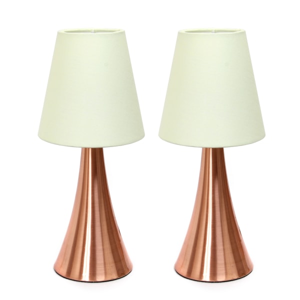Simple Designs Valencia 2 Pack Mini Touch Table Lamp Set with Fabric Shades