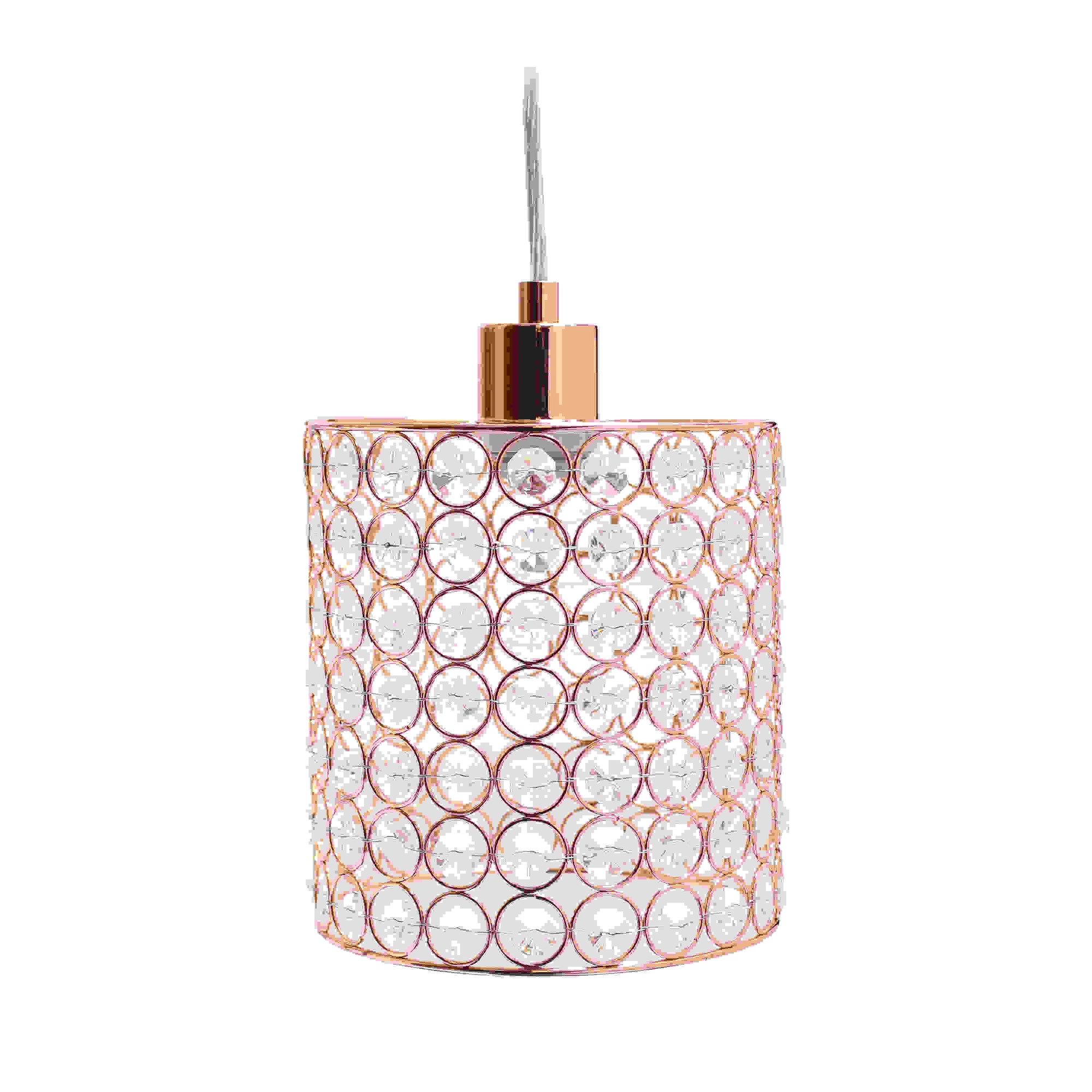 Elegant Designs 1 Light Elipse Crystal Cylinder Pendant, Rose Gold 