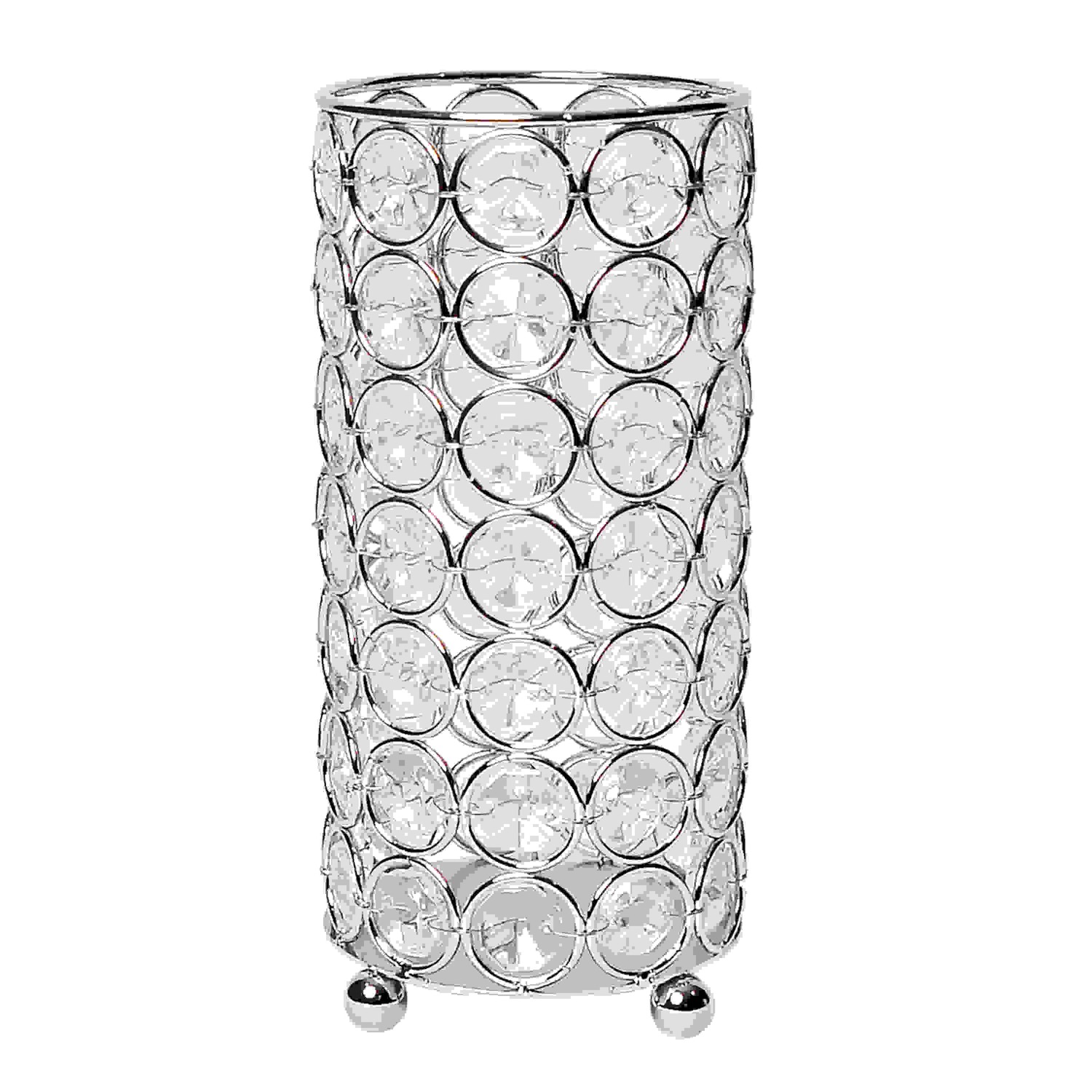 Elegant Designs Elipse Crystal Decorative Flower Vase, Candle Holder, Wedding Centerpiece, 6.75 Inch, Chrome