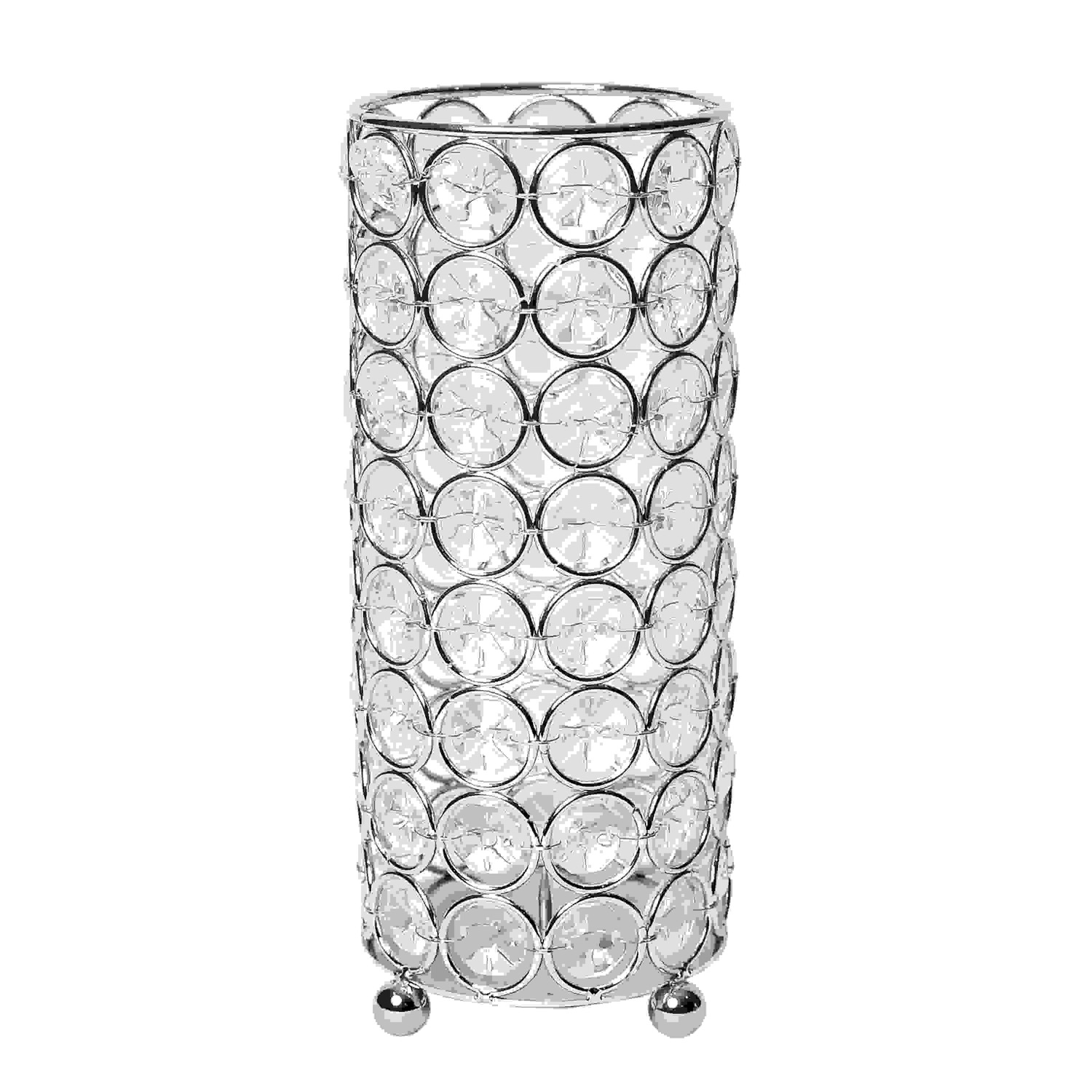 Elegant Designs Elipse Crystal Decorative Flower Vase, Candle Holder, Wedding Centerpiece, 7.75 Inch, Chrome