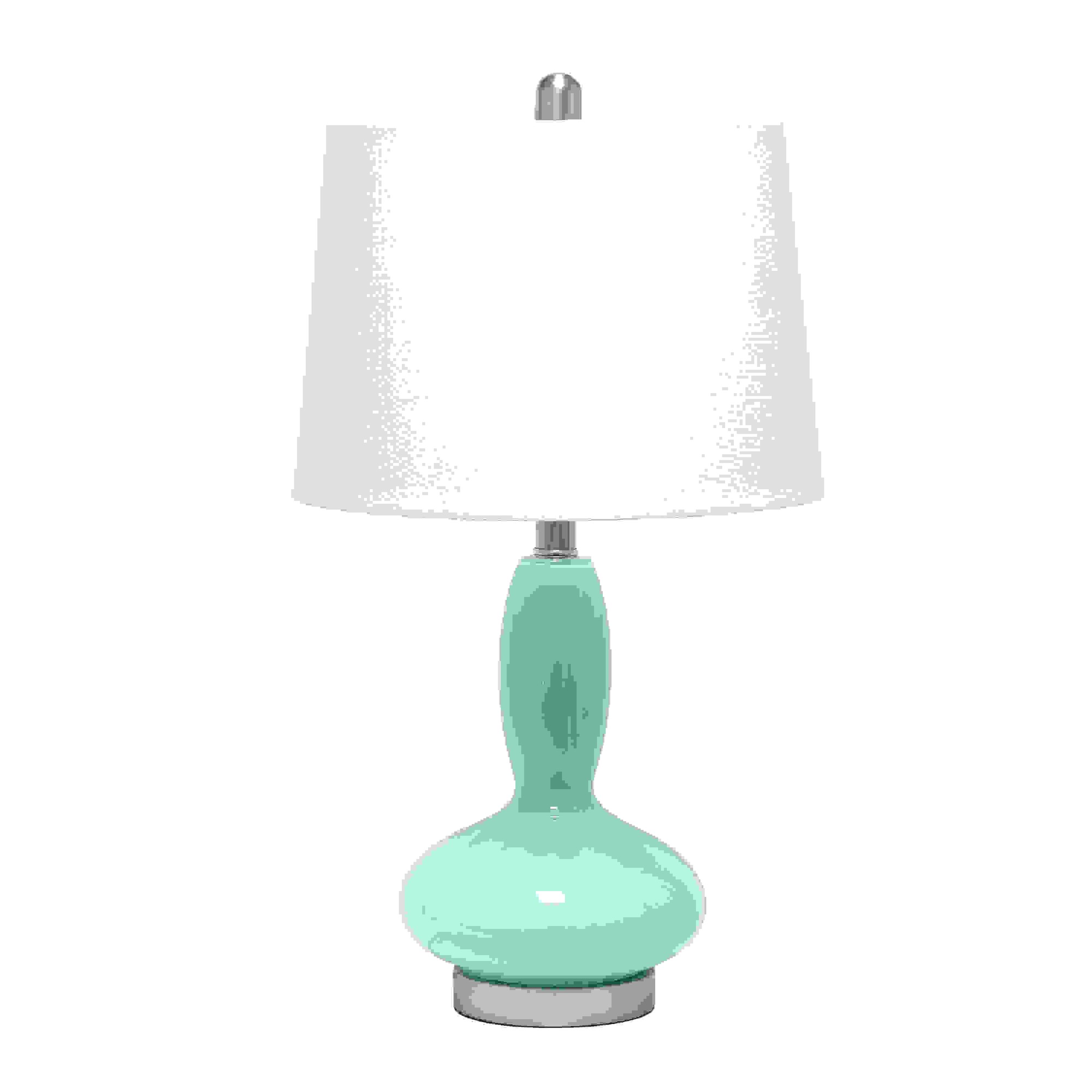  Lalia Home Glass Dollop Table Lamp with White Fabric Shade, Seafoam