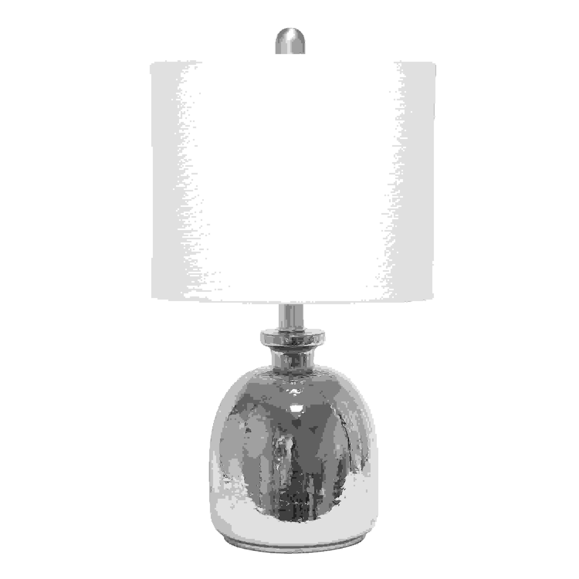 Lalia Home Metallic Gray Hammered Glass Jar Table Lamp with White Linen Shade