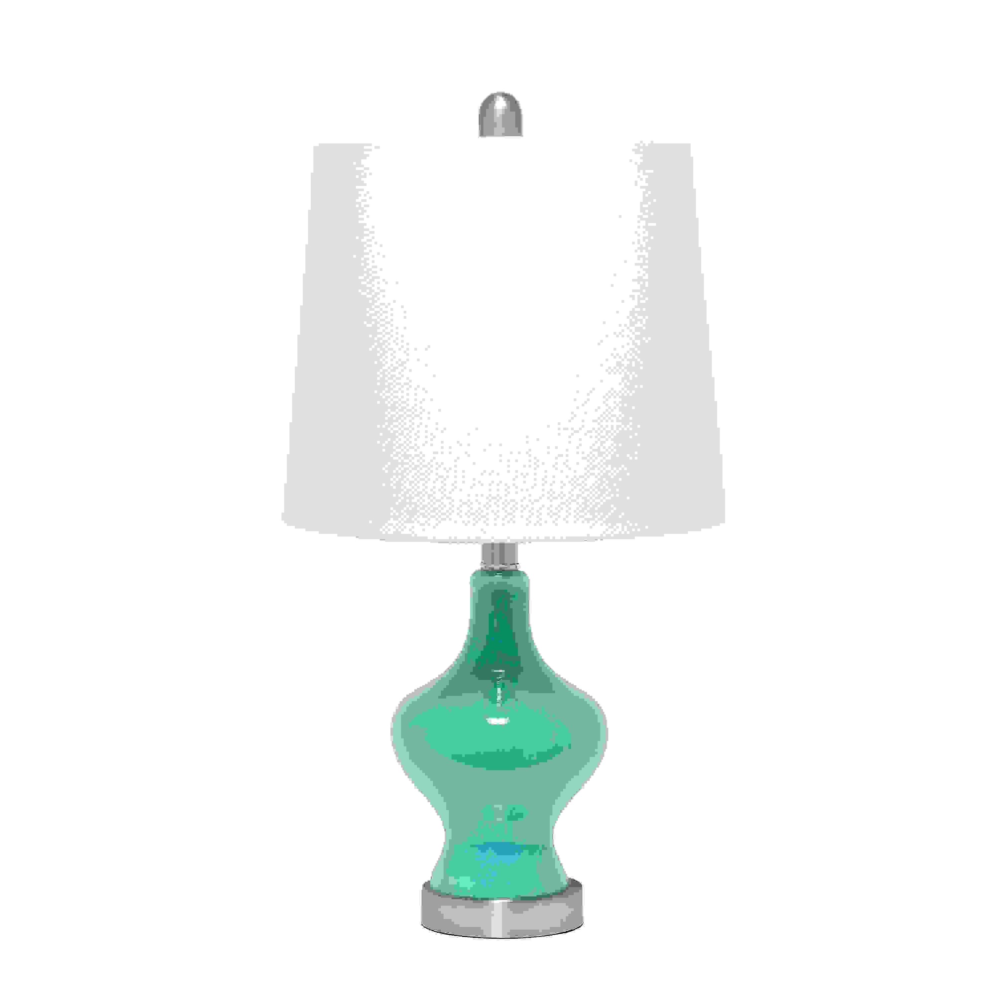  Lalia Home Paseo Table Lamp with White Fabric Shade, Teal