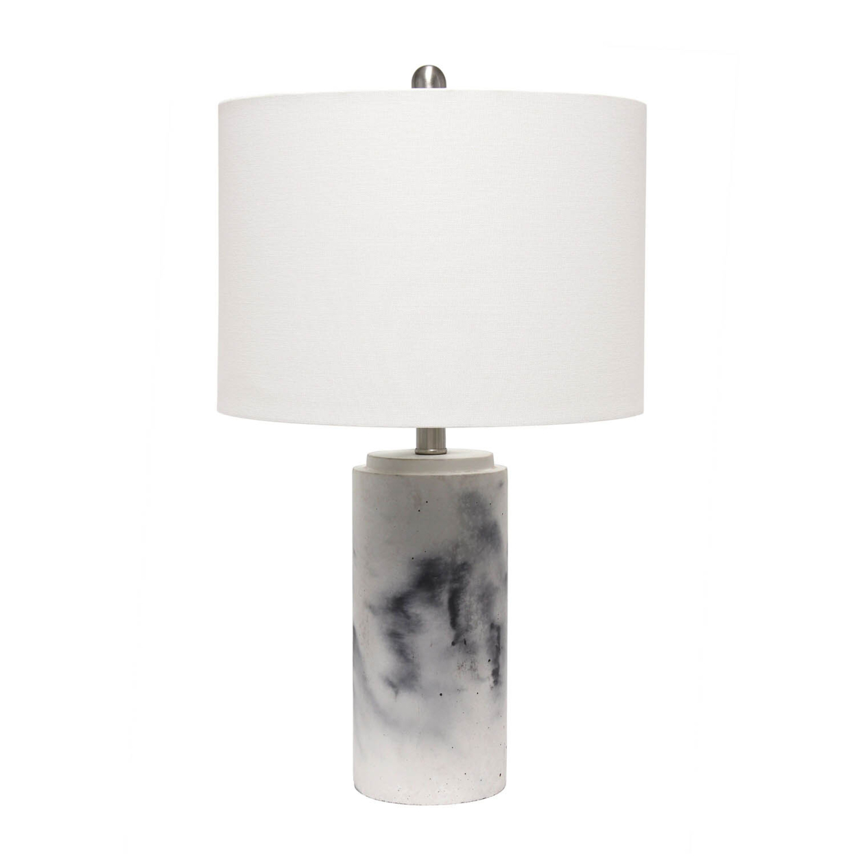 Lalia Home Marbleized Table Lamp with White Fabric Shade, White