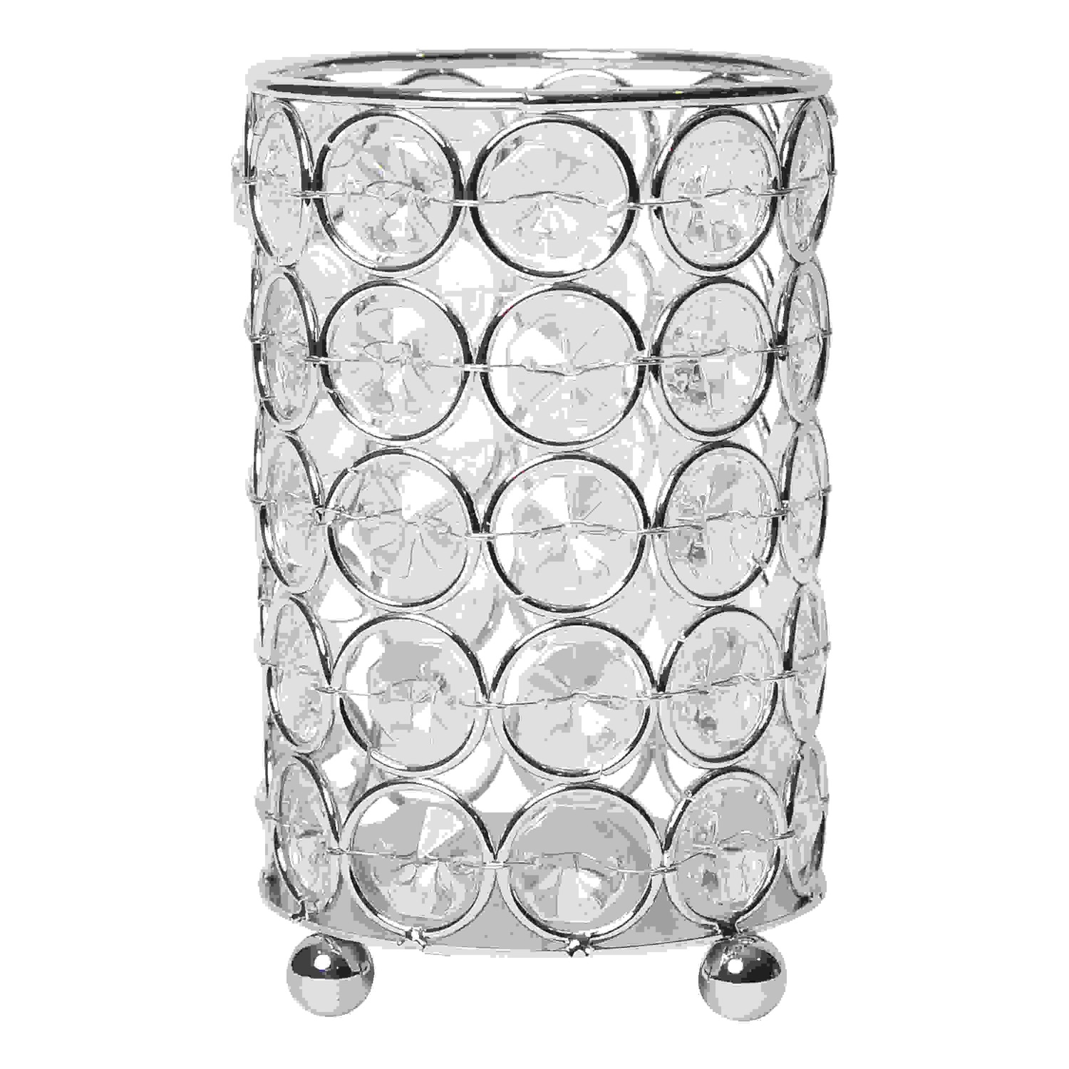 Elegant Designs Elipse Crystal Decorative Flower Vase, Candle Holder, Wedding Centerpiece, Makeup Brush or Pen Organizer Cup, 5