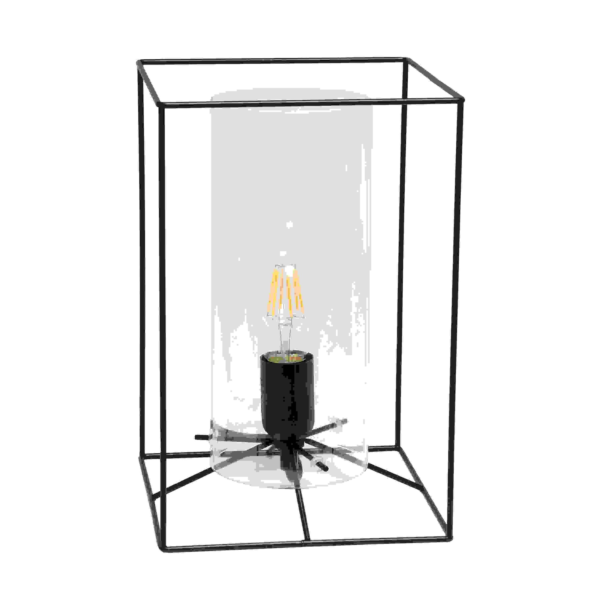  Lalia Home Black Framed Table Lamp with Clear Cylinder Glass Shade, Large